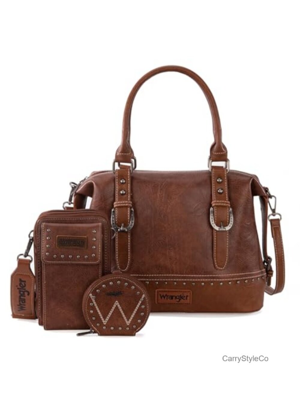 Vegan Leather 3-Piece Doctor Bag Set with Cell Phone Bag & Coin Purse,